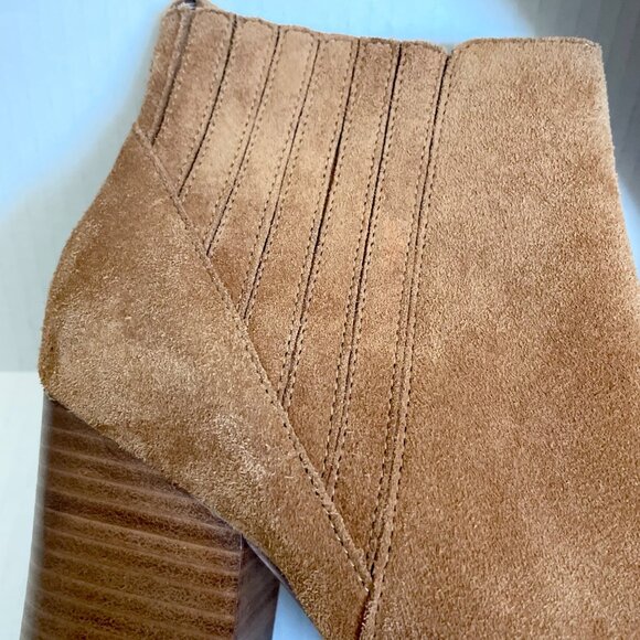 Marc Fisher Alva Suede Ankle Booties With Stacked Heel - Picture 4 of 11